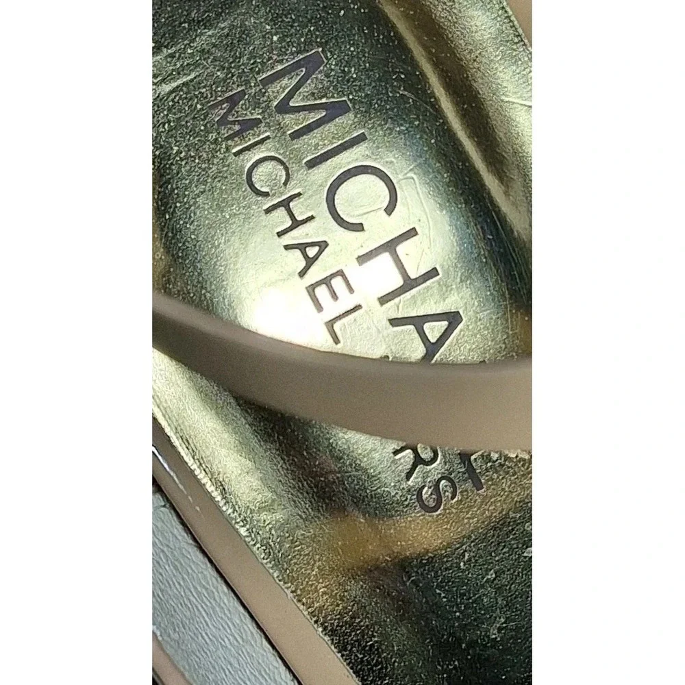 Michael Michael Kors Nude Patent Leather Strappy Stiletto Sandals Charm 7.5M